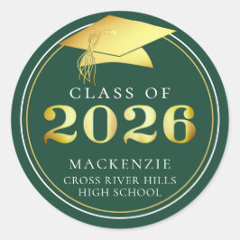Klasse 2025 Elegant Dunkelgrün Personalisiert Runder Aufkleber
