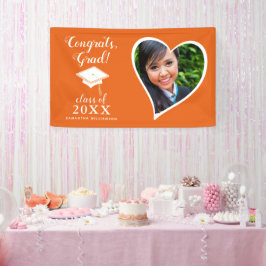 Klasse 2025 Foto Orange und White Abschluss Banner