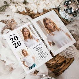 Klasse 2025 | Foto Schwarz-Weiß-Grad-Party Einladung