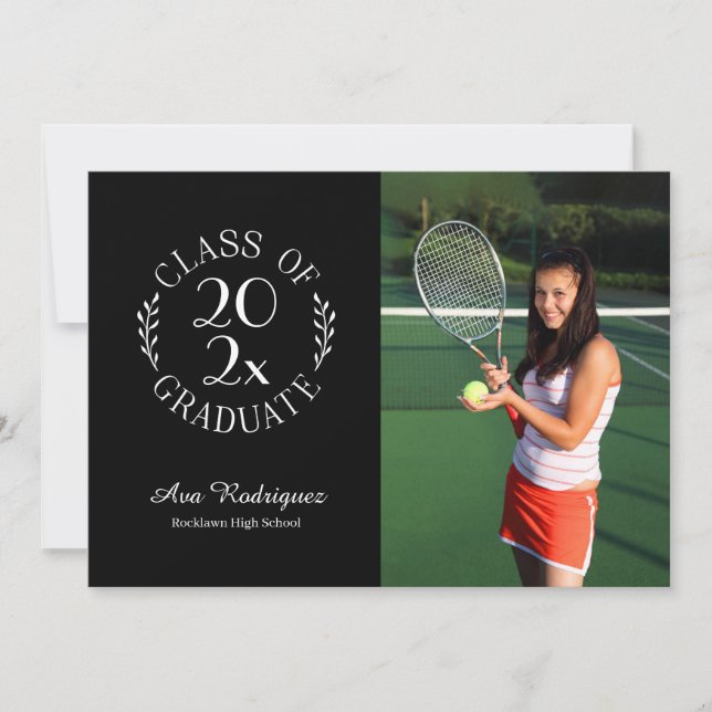 Klasse 2025 Foto Schwarzer Abschluss Grad 2 Ankündigung (Vorderseite)