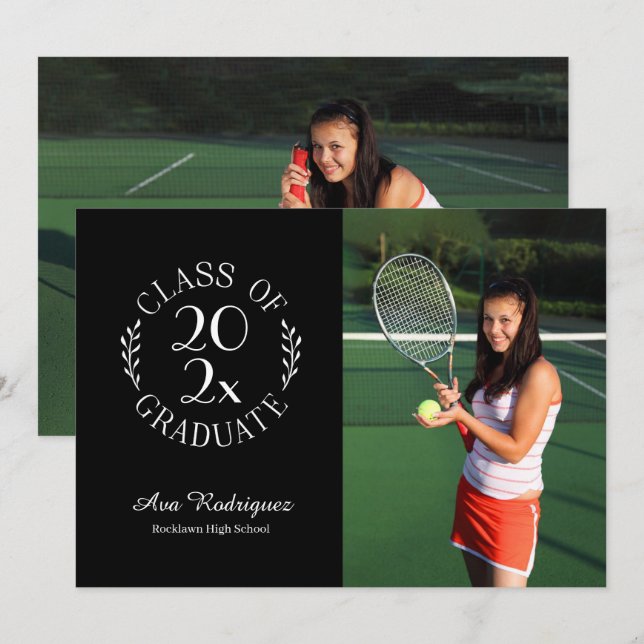 Klasse 2025 Foto Schwarzer Abschluss Grad 2 Ankündigung (Vorne/Hinten)