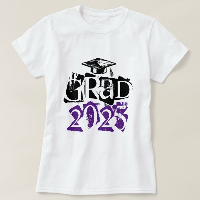 Klasse 2025 grad lila Typografie Abschluss T-Shirt (Design vorne)