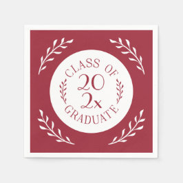 Klasse 2025 Graduate Burgundy White Botanical Serviette