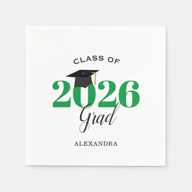 Klasse 2025 Graduate Modern Green Serviette (Vorderseite)