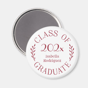 Klasse 2025 Graduate Name Burgundy Typografy Magnet