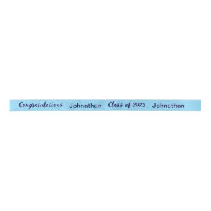 Klasse 2025 Graduate Name Light&Dark Blue Script Satinband