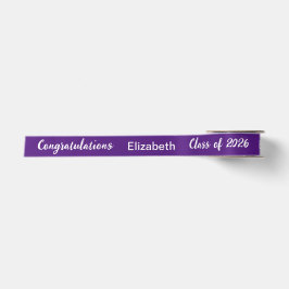 Klasse 2025 Graduate Name Lila & White Script Satinband