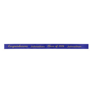 Klasse 2025 Graduate Name Navy und Gold Script Satinband