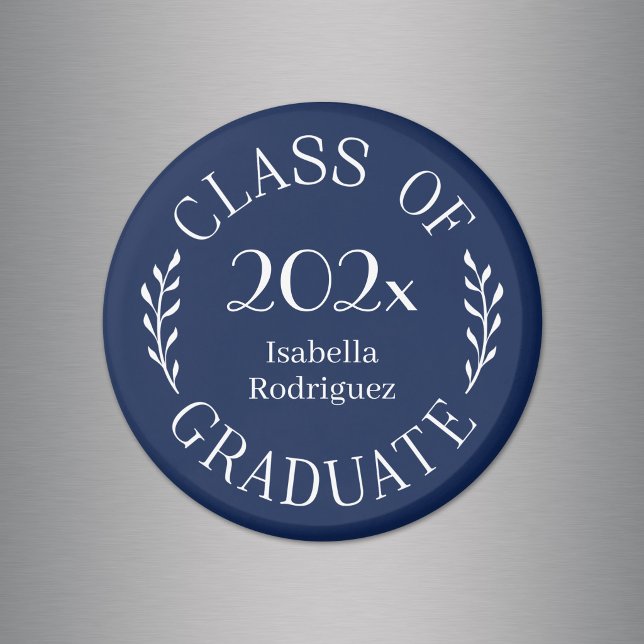 Klasse 2025 Graduate Name Typografy Navy Blue Magnet (Class of 2026 Graduate Name Typography Navy Blue Magnet in situ)