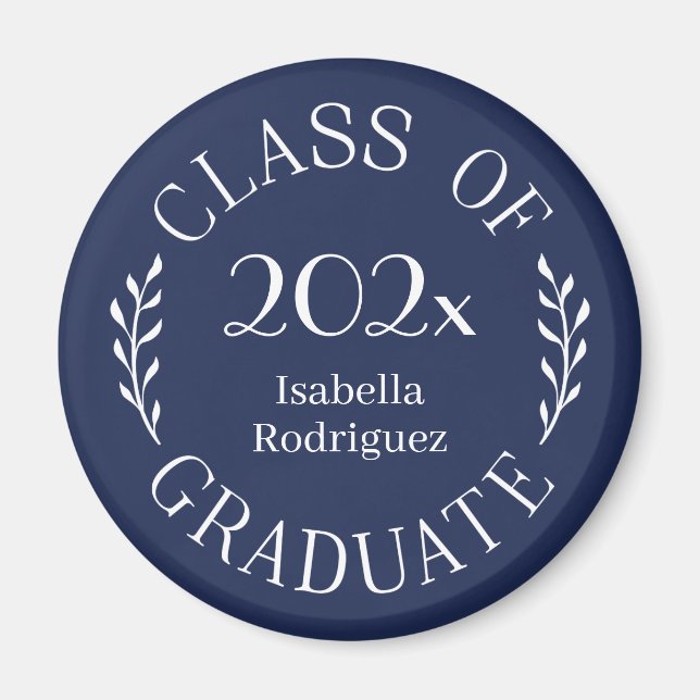 Klasse 2025 Graduate Name Typografy Navy Blue Magnet (Vorne)