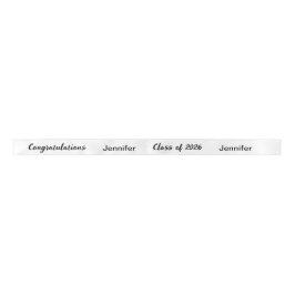 Klasse 2025 Graduate Name White and Black Script Satinband