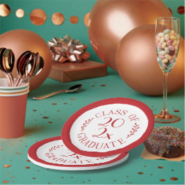 Klasse 2025 Graduate Typografy Red Border Pappteller