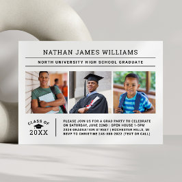 Klasse 2025 Graduate White 3 Foto Abschluss Einladung