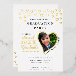 Klasse 2025 Graduate White & Gold Abschluss Folieneinladung