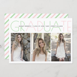 Klasse 2025: grün, rot, Abschluss Foto Einladung