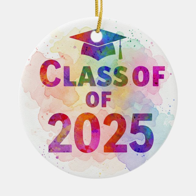 Klasse 2025 Krawatte-Farbstoff Keramik Ornament (Vorne)