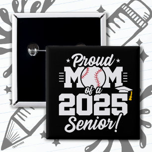 Klasse 2025 Mama Senior Year Baseball Senior 2025 Button