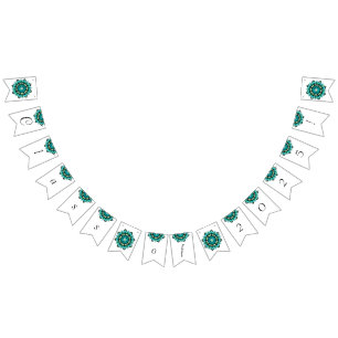 Klasse 2025! Mandala in Aqua Wimpelkette