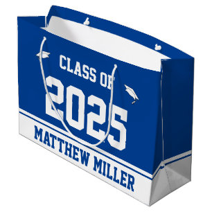 Klasse 2025 Name des Absolventen Deep Blue und Whi Große Geschenktüte