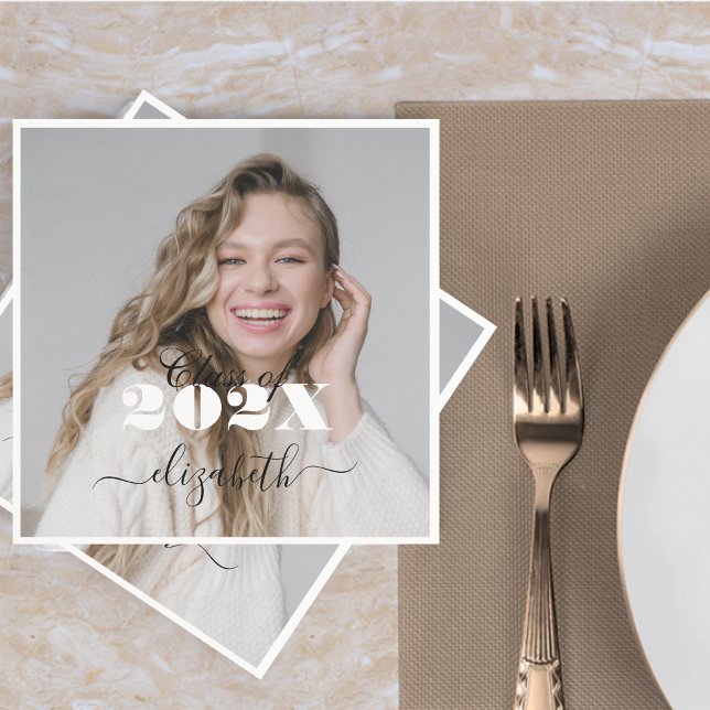 Klasse 2025 Name des Personalisierten Fotos für Ho Serviette (Von Creator hochgeladen)