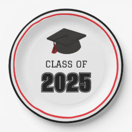 Klasse 2025 Rot und Schwarz Pappteller