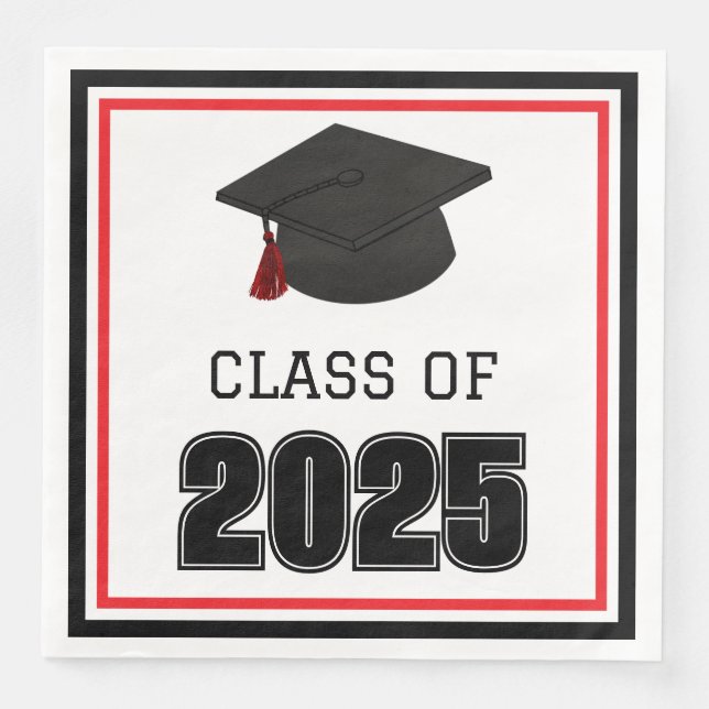 Klasse 2025 Rot und Schwarz Serviette (Vorderseite)