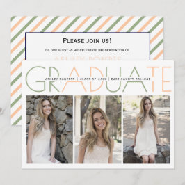 Klasse 2025 Salbeigrün, pfirsichgrünes Abschluss F Einladung