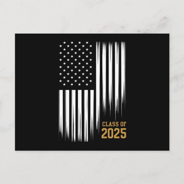 Klasse 2025 Senior American Flag Abschluss Postkarte (Vorderseite)