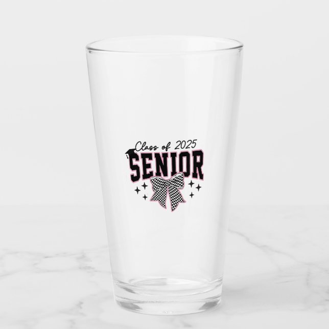 Klasse 2025 Senior Bow Coquette Abschluss Glas (Vorderseite)