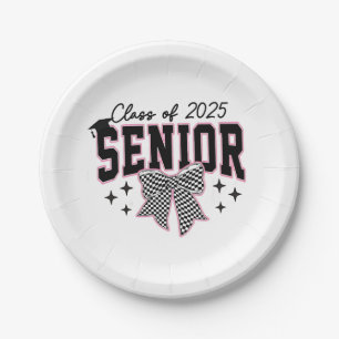 Klasse 2025 Senior Bow Coquette Abschluss Pappteller