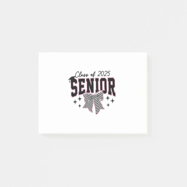 Klasse 2025 Senior Bow Coquette Abschluss Post-it Klebezettel (Vorderseite)