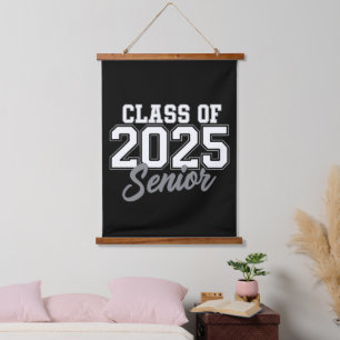 Klasse 2025 Senior Rückkehr zur Schule 2025 Vintag Wandteppich Mit Holzrahmen