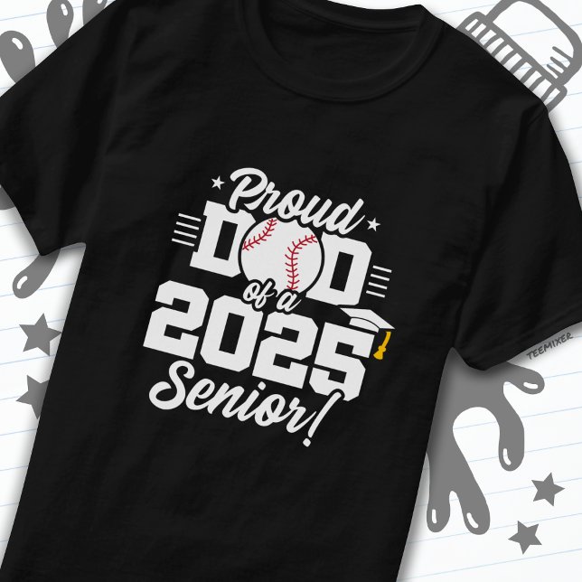 Klasse 2025 Senior Year Baseball Vater Senior 2025 T-Shirt (Von Creator hochgeladen)