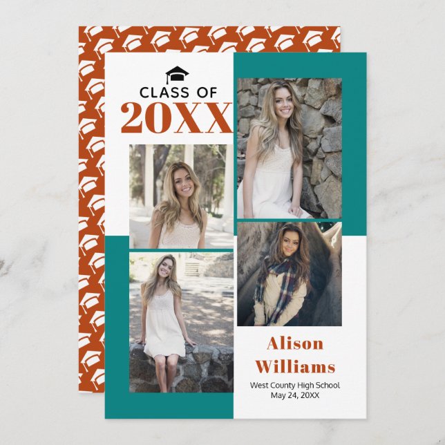 Klasse 2025: vier Fotos aquamarin, Rostgas-Abschlu Ankündigung (Vorne/Hinten)