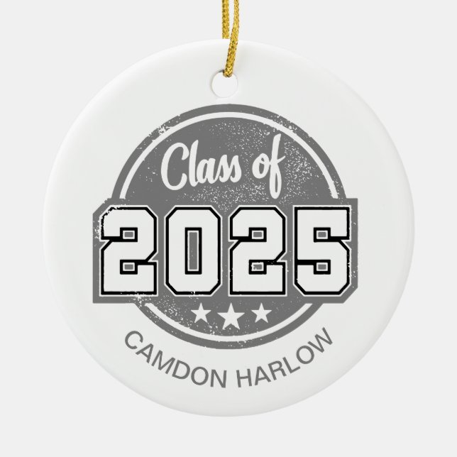 Klasse 2025 Vintag Graduate Name Keramik Ornament (Vorne)