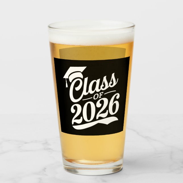 Klasse 2026 Abschluss für den Abschluss eines Schu Glas (Vorne (Gefüllt))