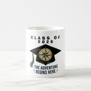 Klasse 2026 Abschluss Kompass Mortarboard Kaffeetasse