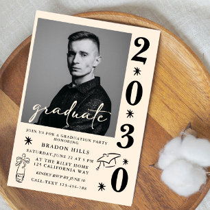 Klasse 2026 Abschlussfeier Abitur Schwarz Weiß Einladung