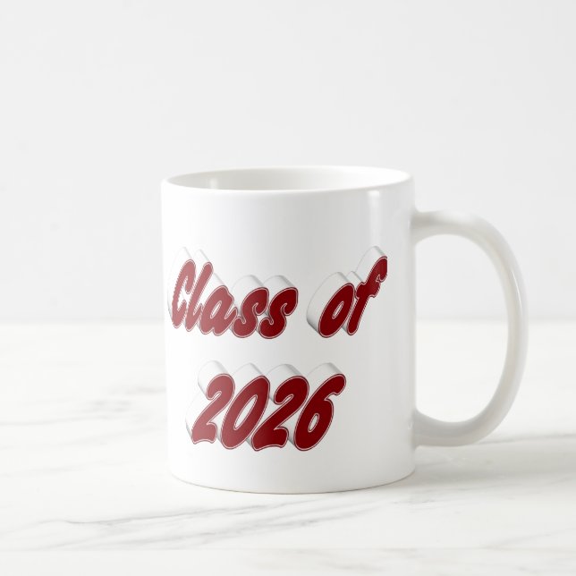 Klasse 2026 burgunderrote Typografie Abschluss Kaffeetasse (Rechts)