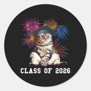 Klasse 2026 CAT Lover Runder Aufkleber
