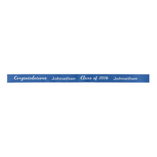 Klasse 2026 Graduate Name Blau und Weiß Script Satinband