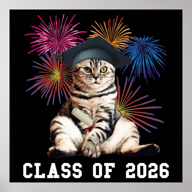 Klasse 2026 Katzenliebhaber Poster (Vorne)