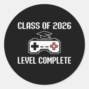 Klasse 2026 Level Abgeschlossen Gaming Abschluss Runder Aufkleber