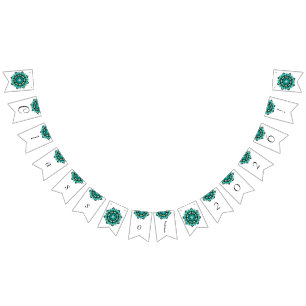 Klasse 2026! Mandala in Aqua Wimpelkette