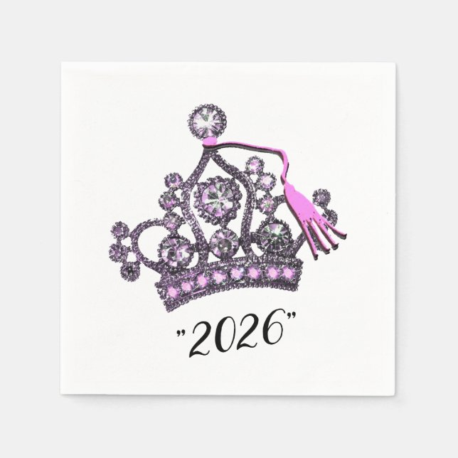 „Klasse 2026“ Prinzessin Tiara Serviette (Vorderseite)