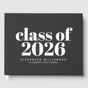 Klasse 2026 Retro-Typografie Schwarz Personalisier Gästebuch