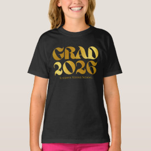 Klasse 2026 Schwarz-Gold-Typografie Mittelstufe T-Shirt