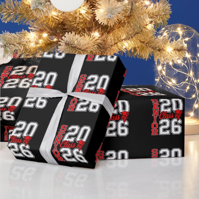Klasse 2026 Senior 26 Rot Abschluss Absolvent Geschenkpapier (Feiertage)
