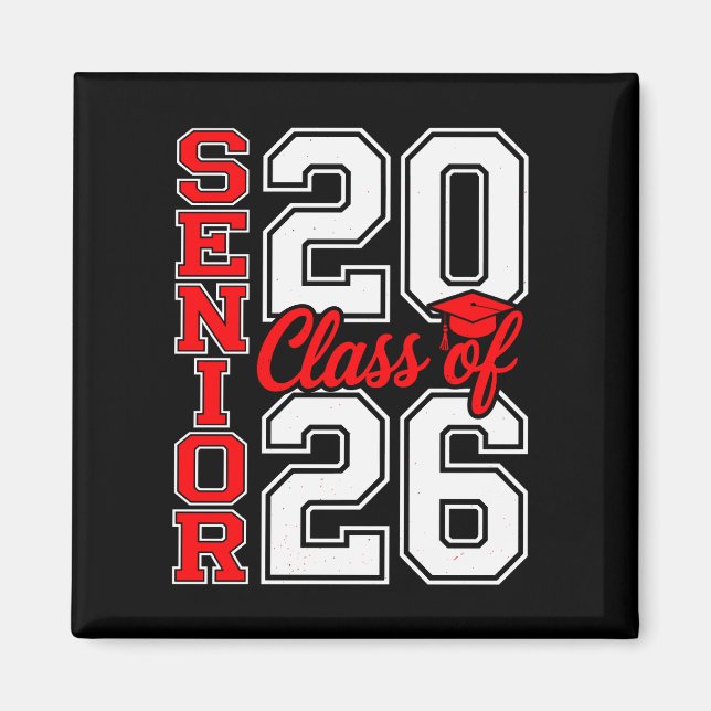 Klasse 2026 Senior 26 Rot Abschluss Absolvent Magnet (Vorne)
