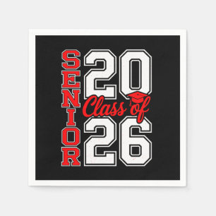 Klasse 2026 Senior 26 Rot Abschluss Absolvent Serviette